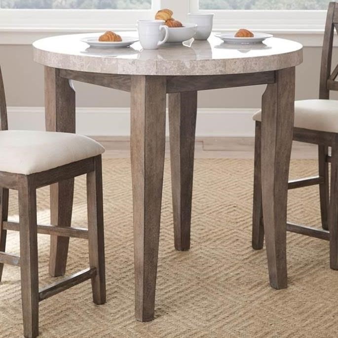 Franco White Marble Top Round Counter Table Belfort Furniture Pub Table